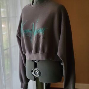 Charcoal Fleece Vintage Key West Crew Neck Pullover Size XL